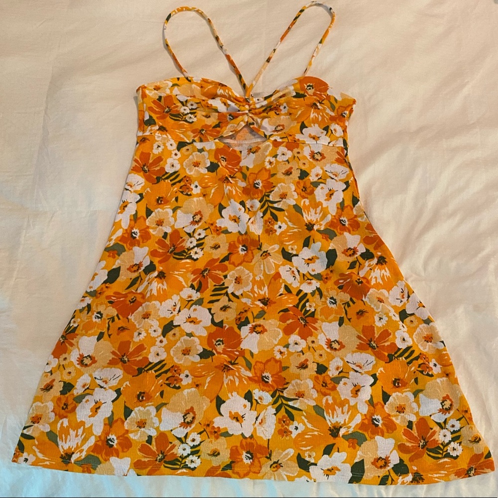 Floral cutout mini dress